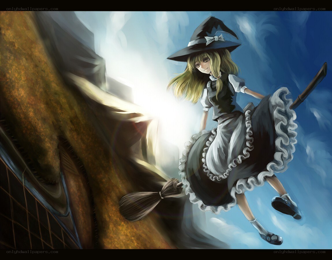 witch flying on broomstick