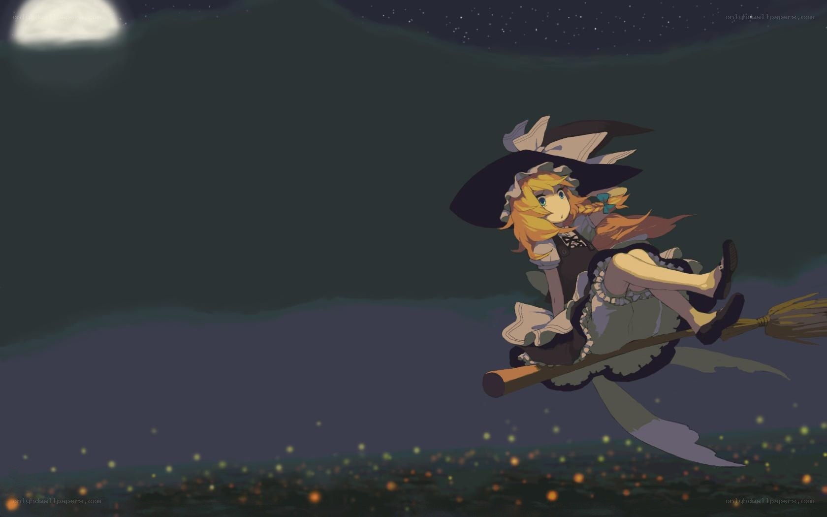 witch flying on broomstick