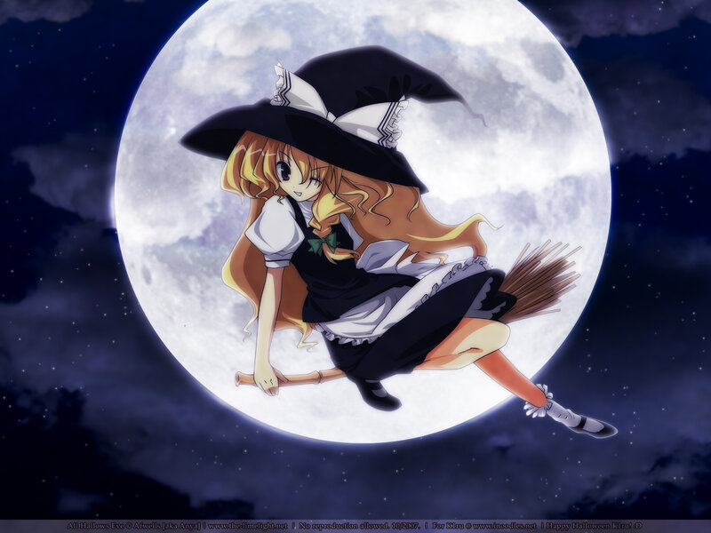 witch flying on broomstick