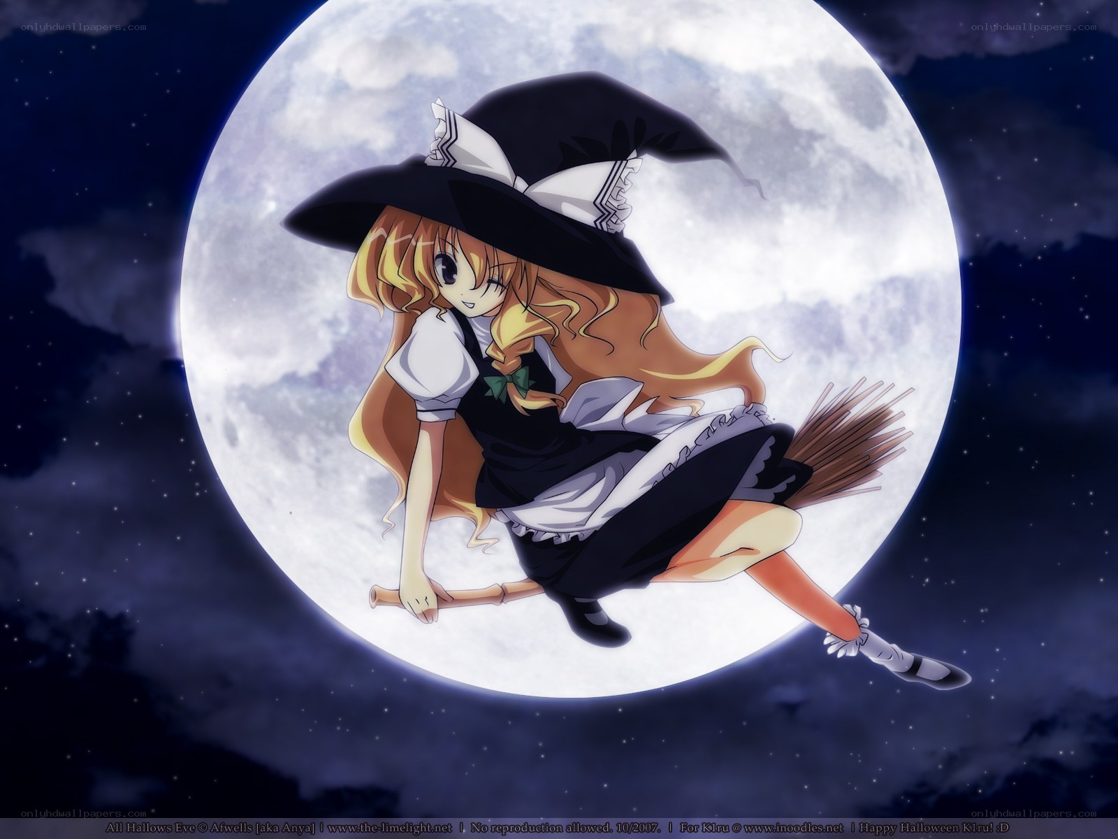 witch flying on broomstick