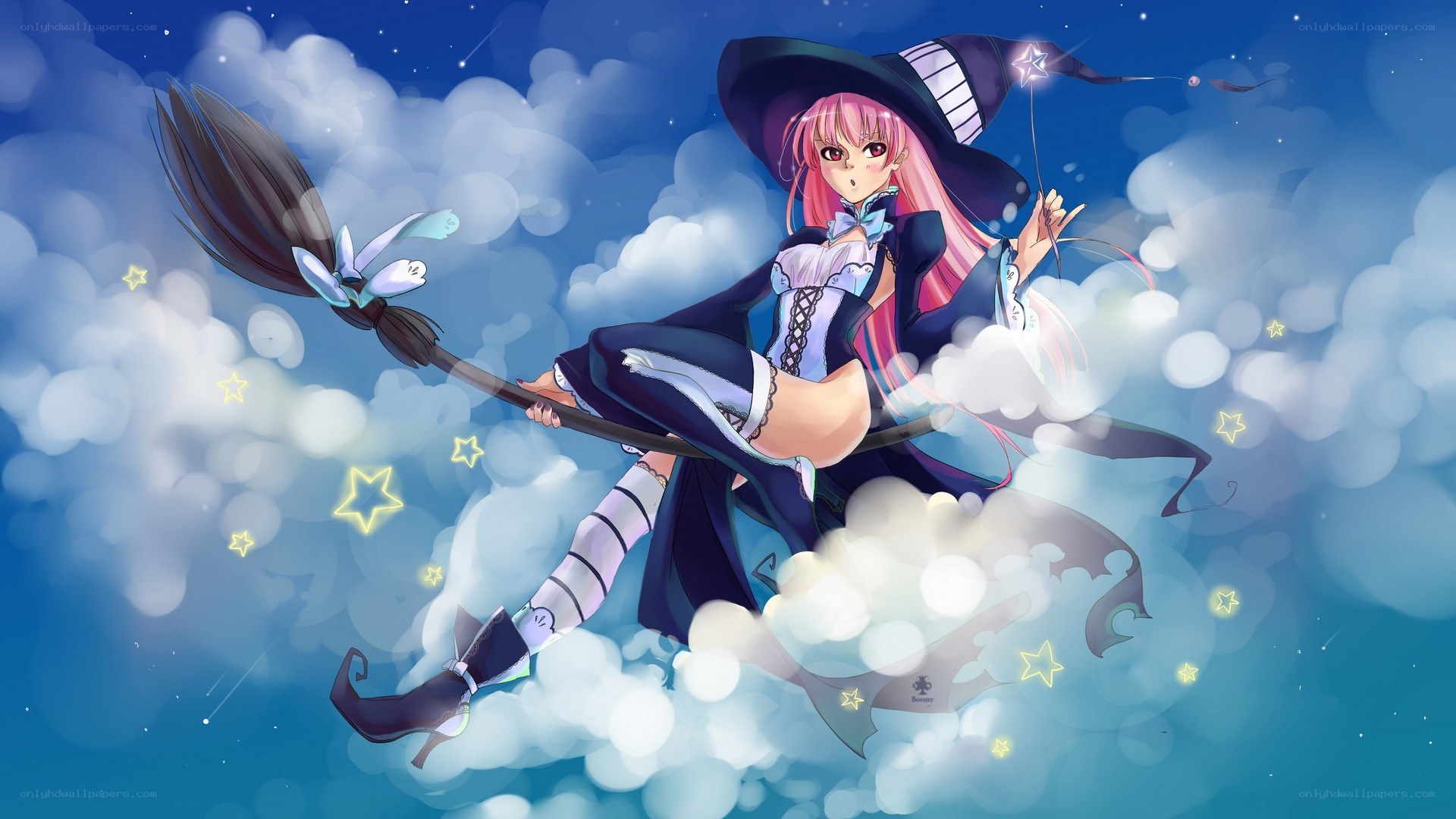 witch flying on broomstick