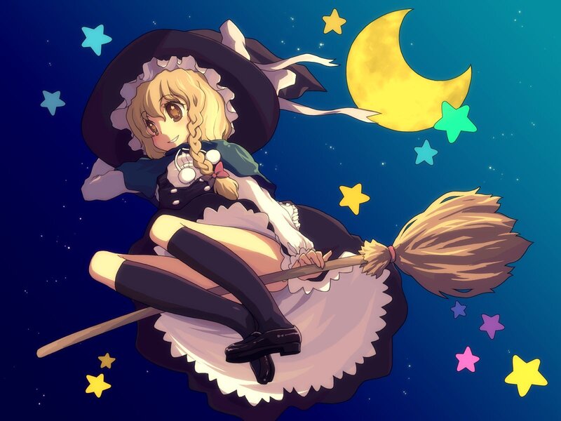 witch flying on broomstick