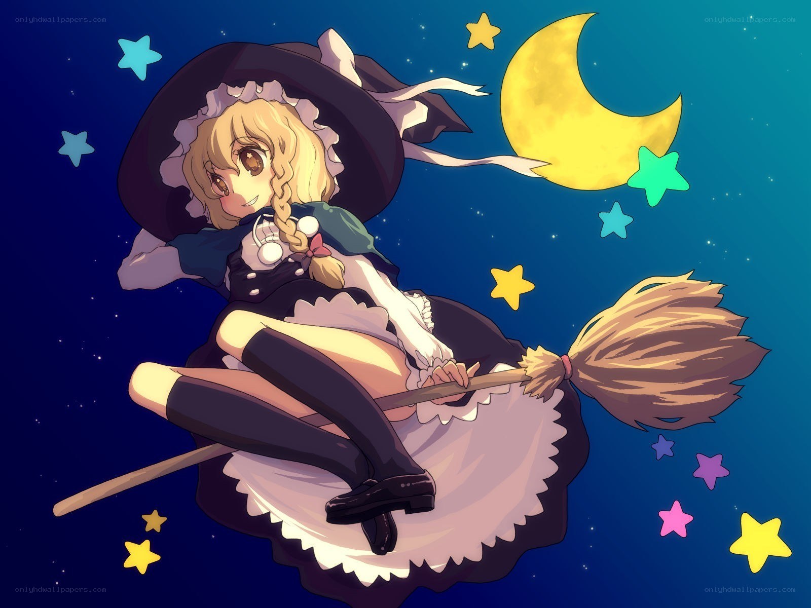 witch flying on broomstick