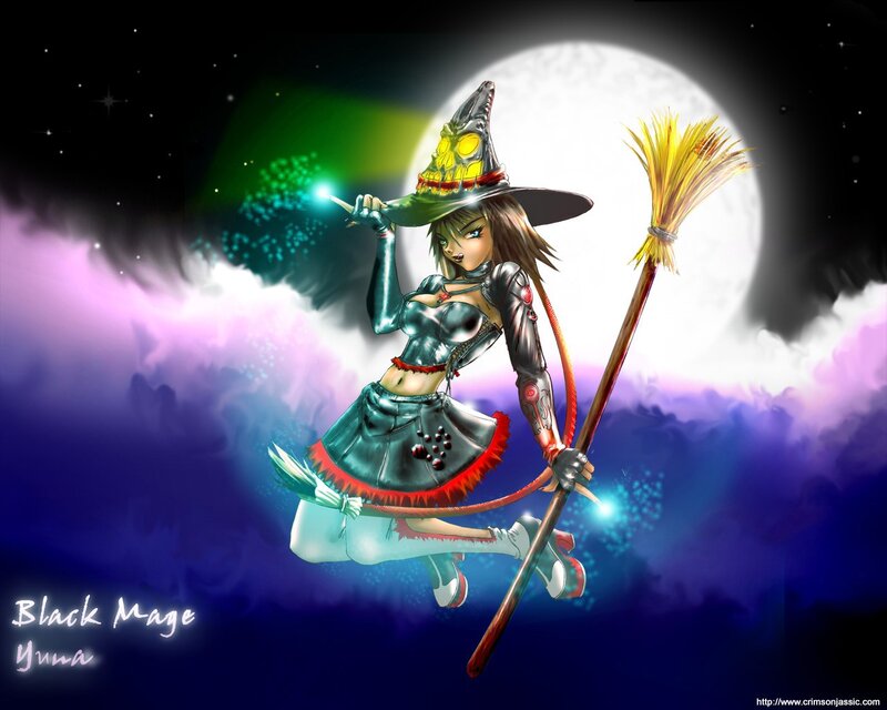 Witch Flying on Broomstick
