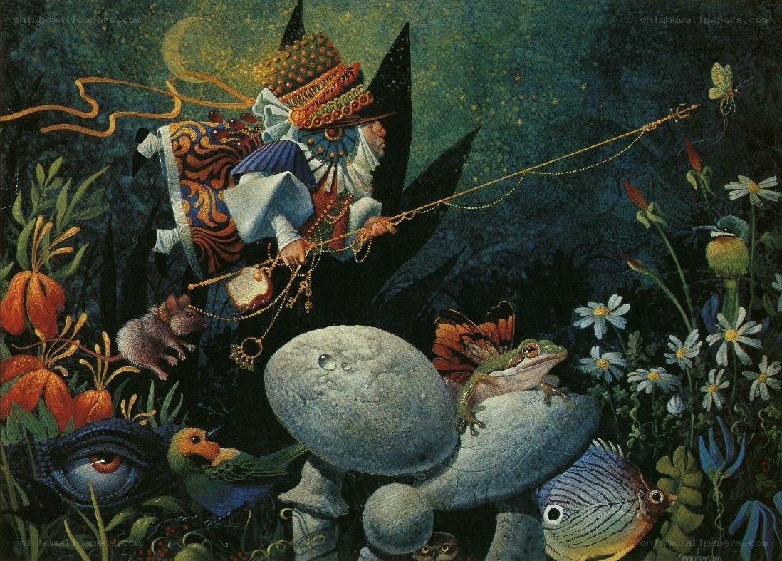 witch flying on broomstick