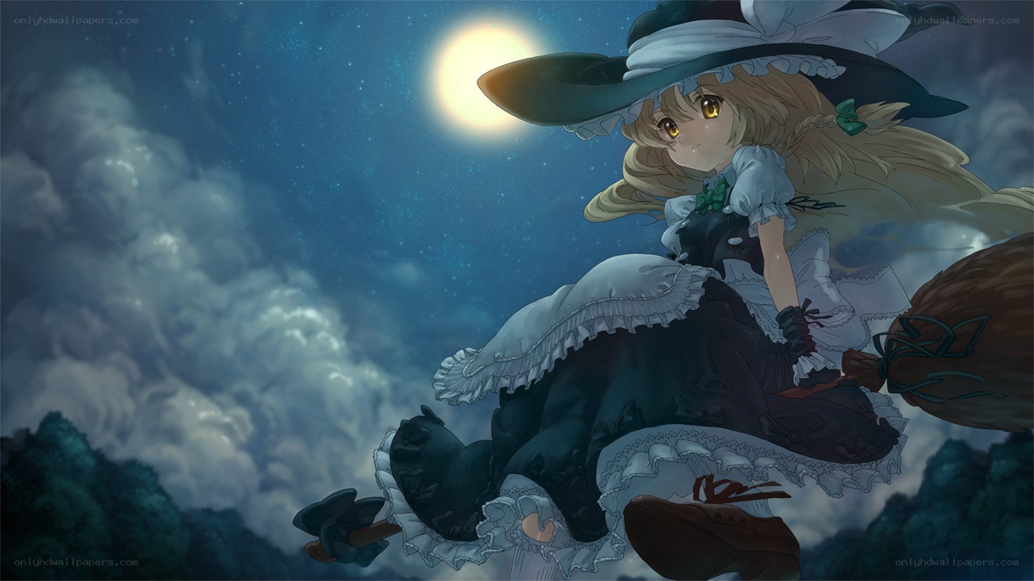 witch flying on broomstick