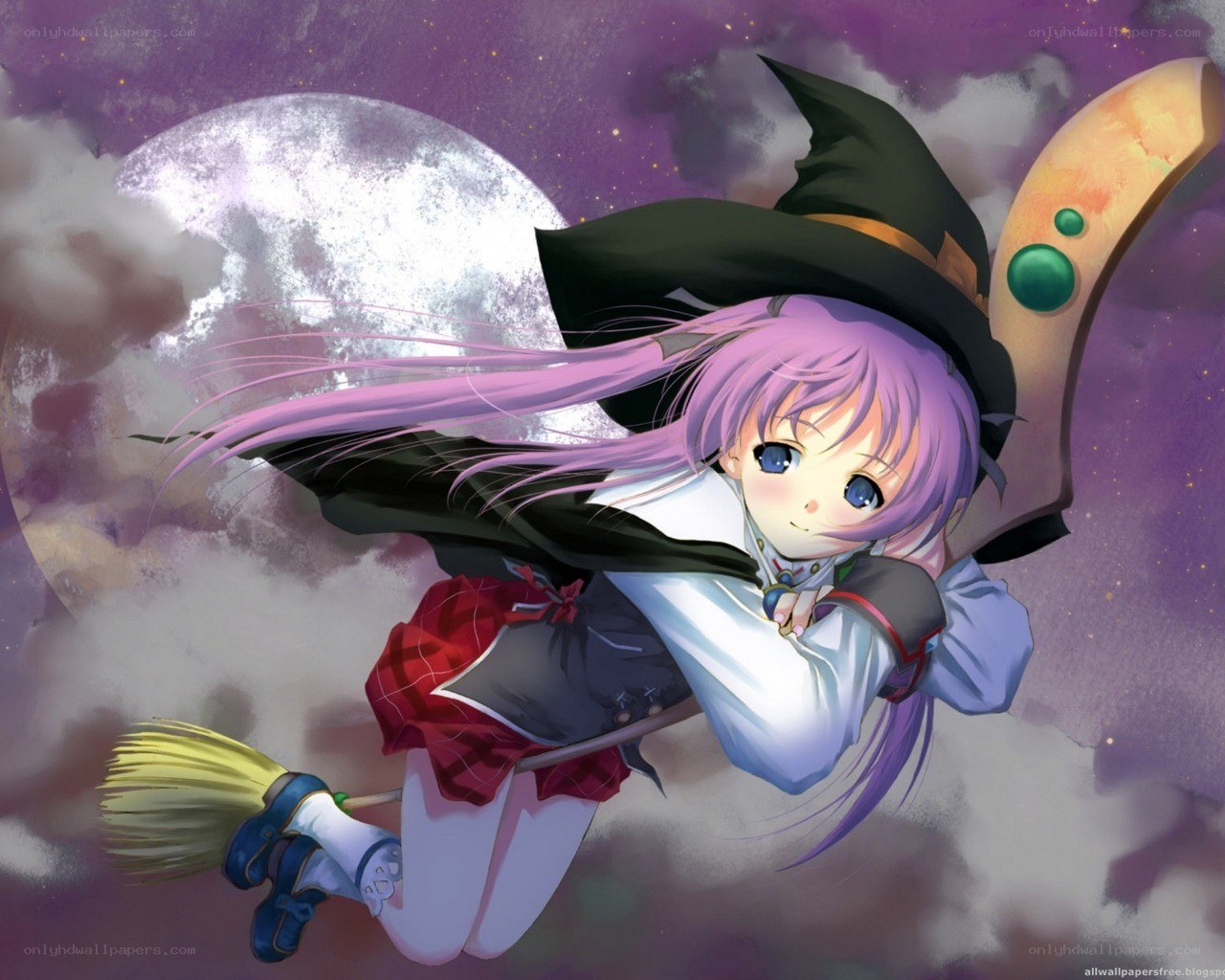 witch flying on broomstick