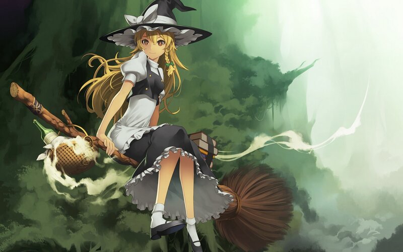 witch flying on broomstick