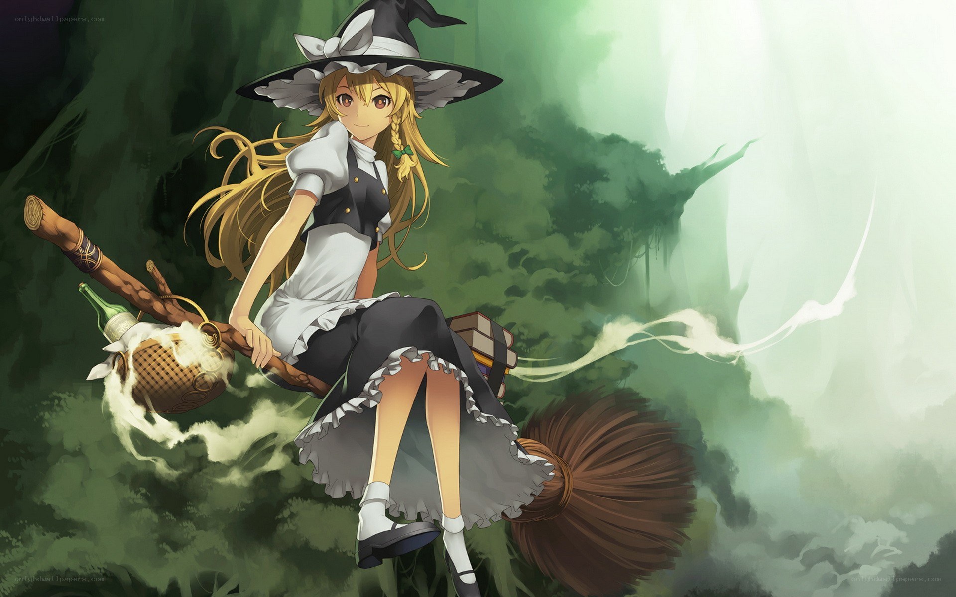 witch flying on broomstick