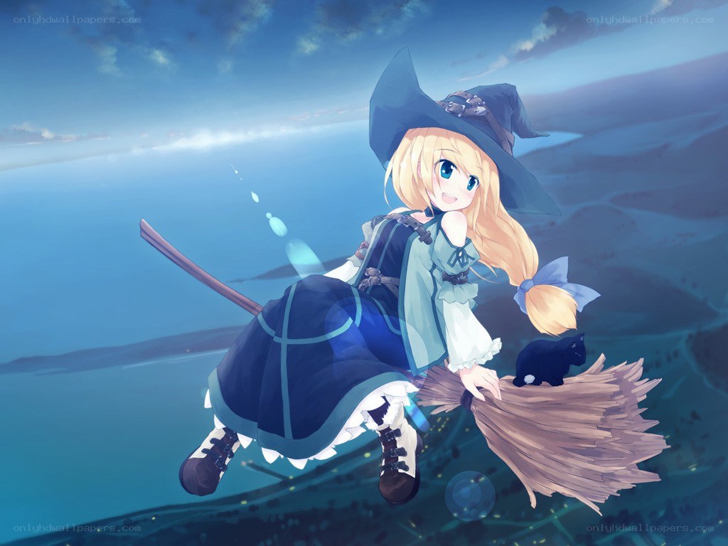 witch flying on broomstick