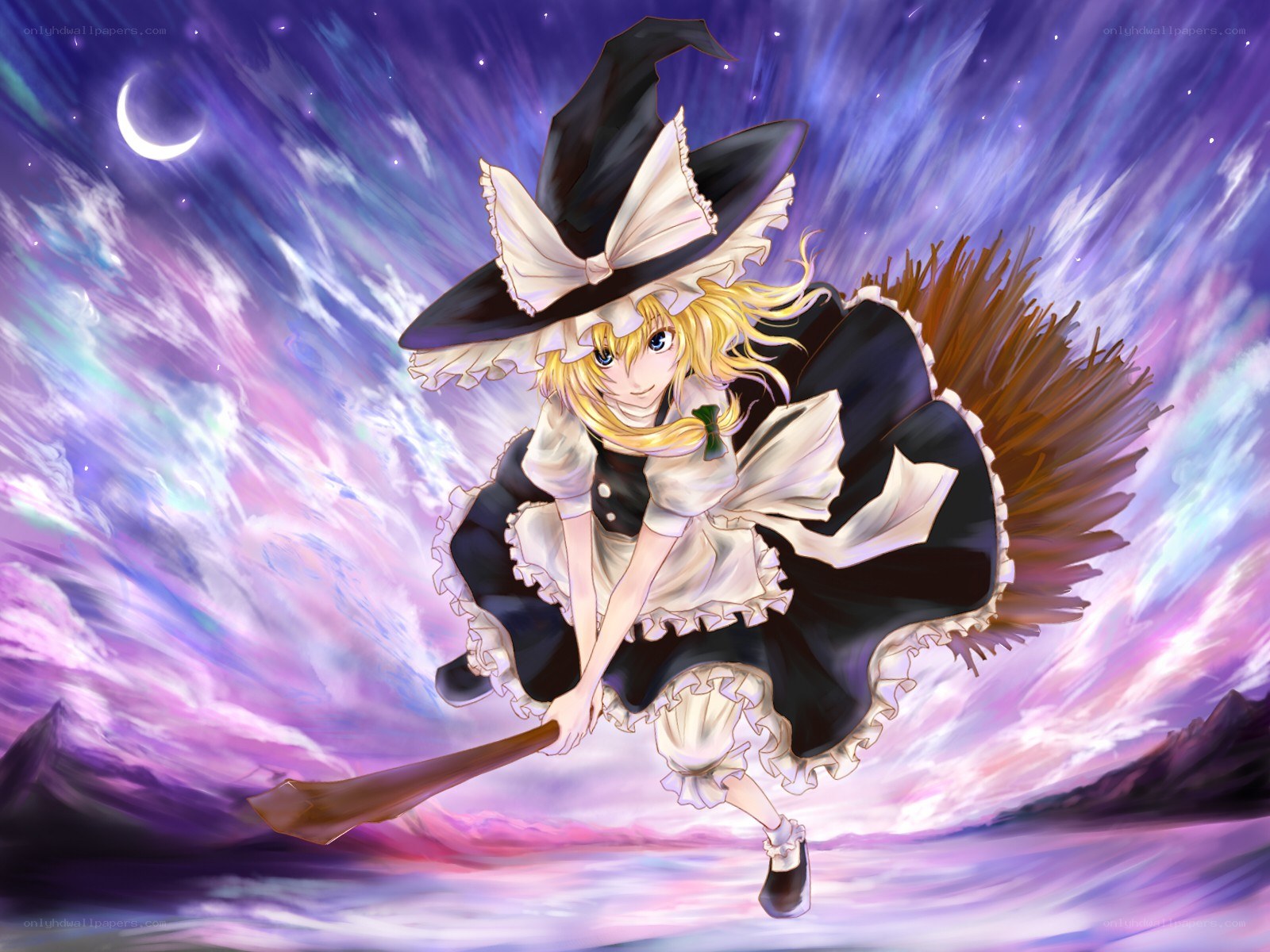 witch flying on broomstick
