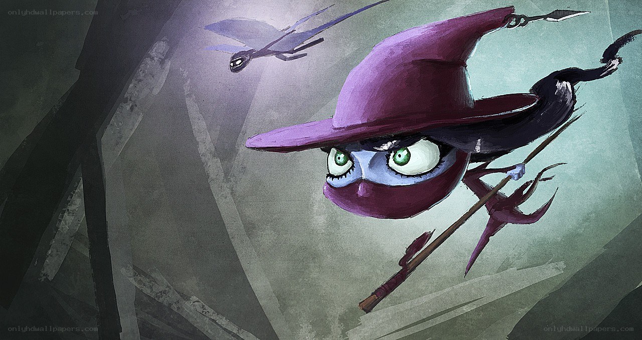 witch flying on broomstick