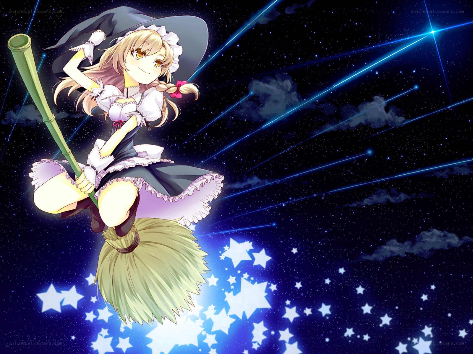 witch flying on broomstick