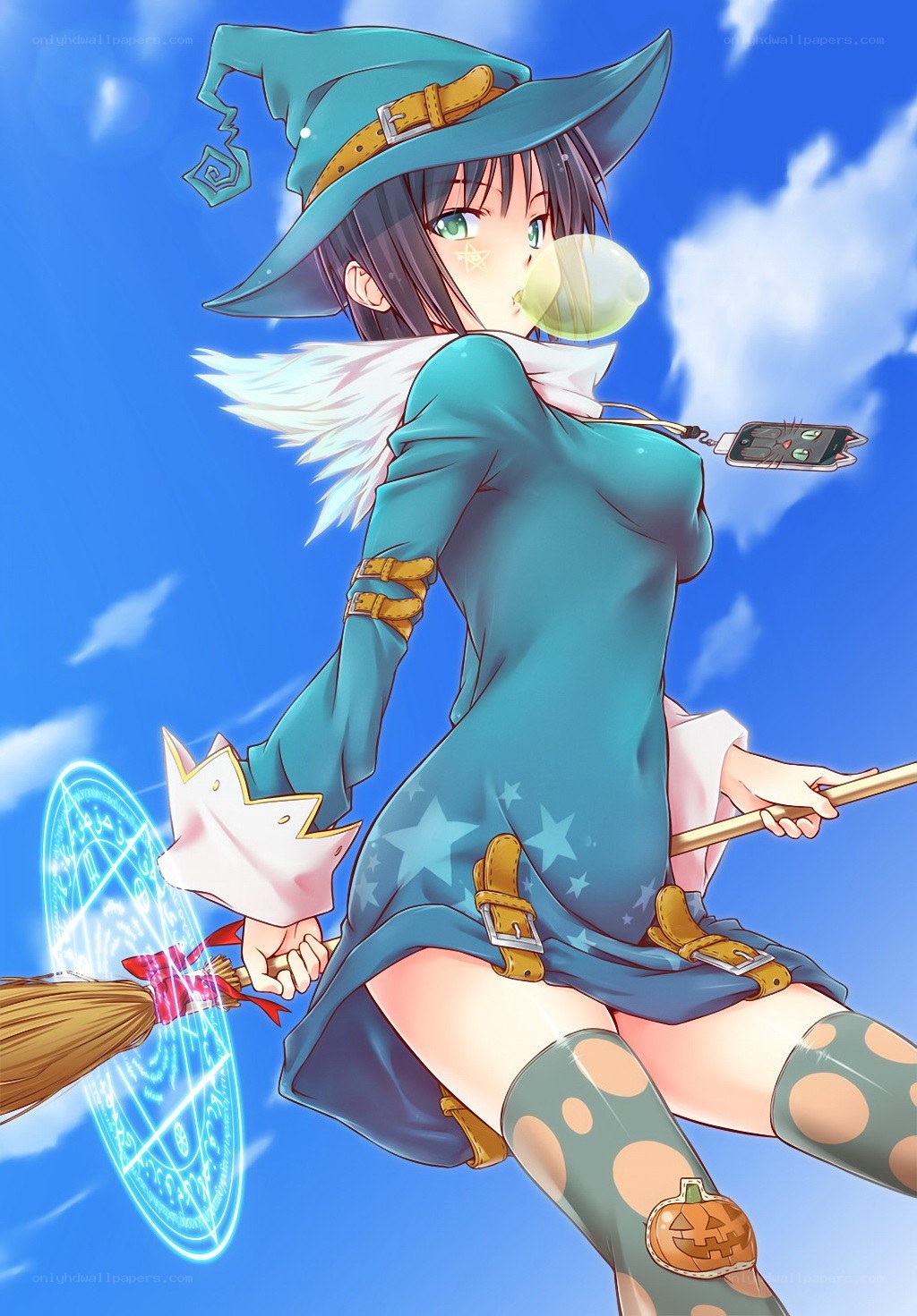 witch flying on broomstick