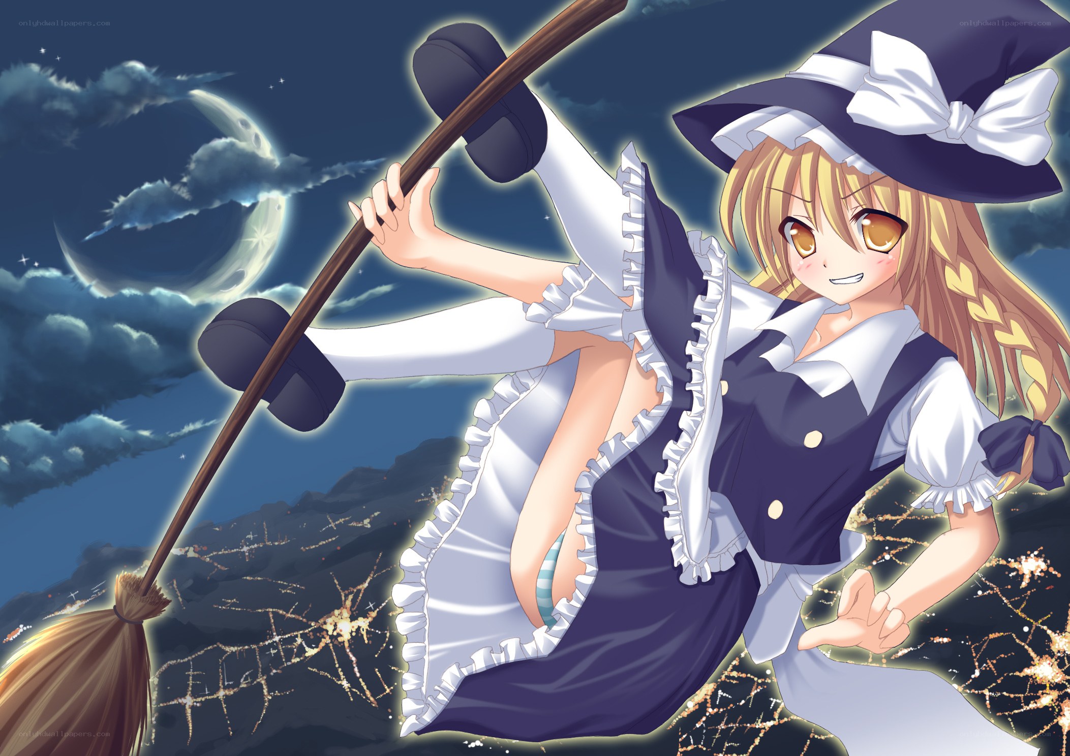 witch flying on broomstick