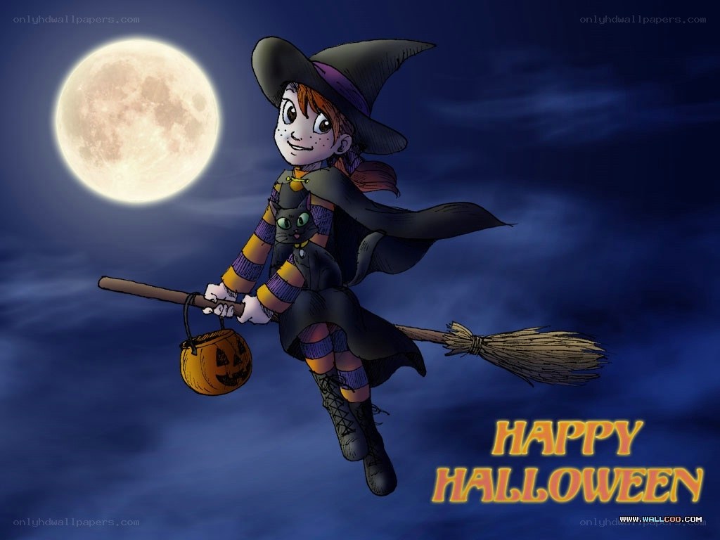 witch flying on broomstick