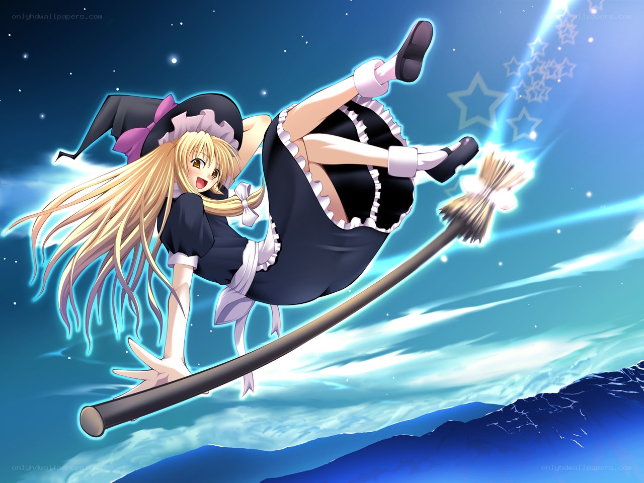 witch flying on broomstick
