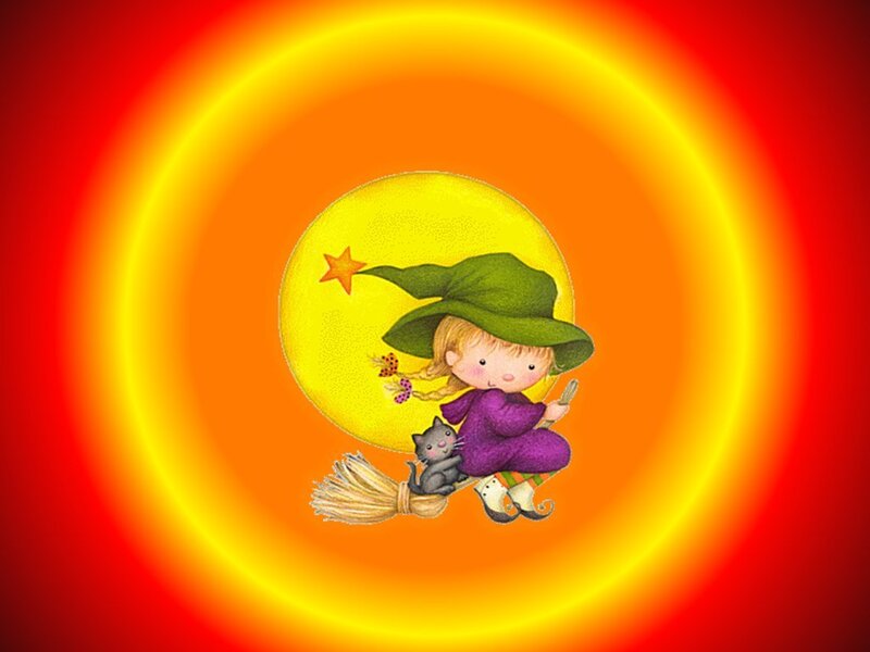 witch flying on broomstick