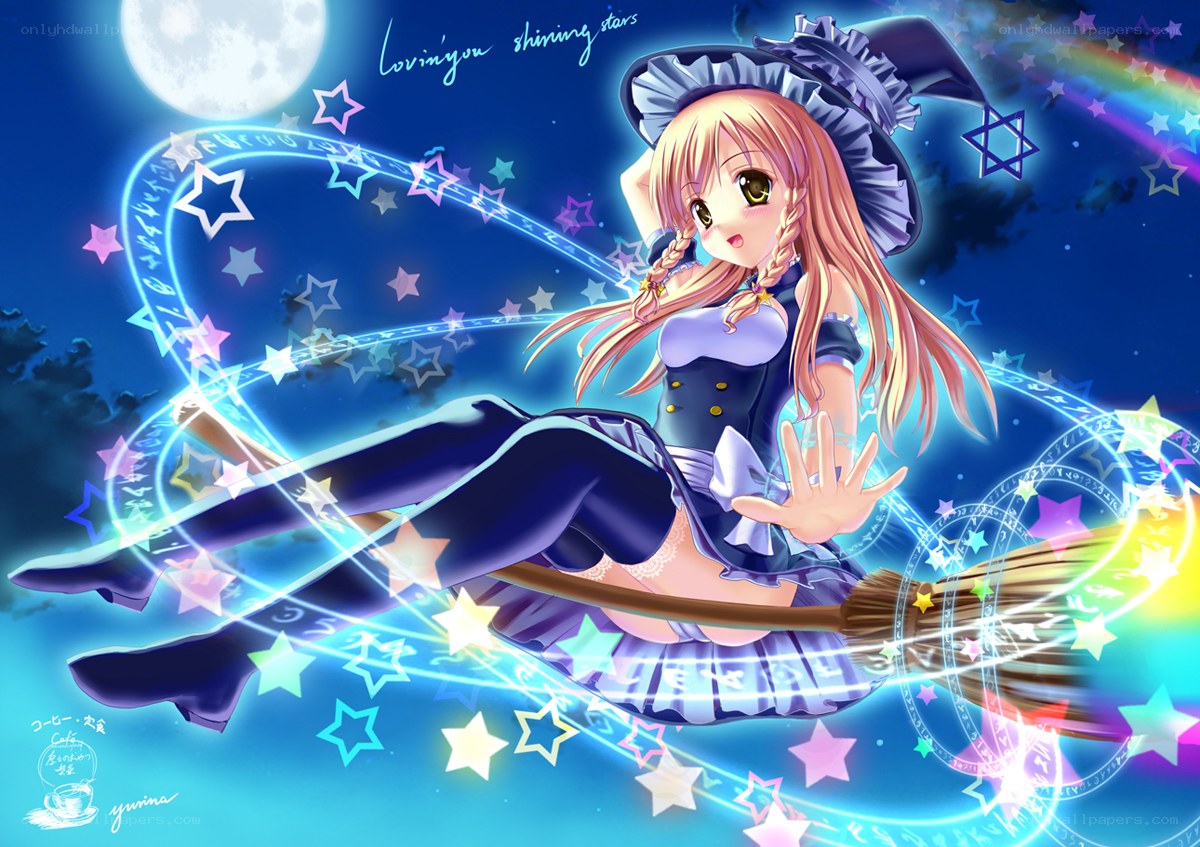 witch flying on broomstick
