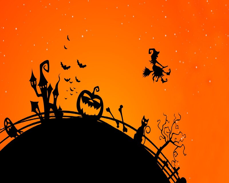 Witch Flying over Hill