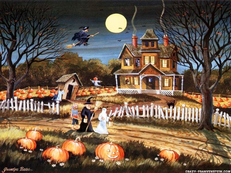 Witch Flying over House