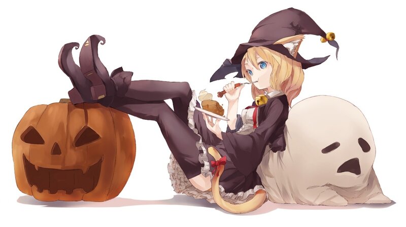 witch girl eating cake