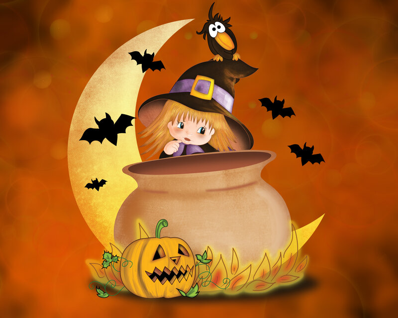 Witch Girl in Cauldron