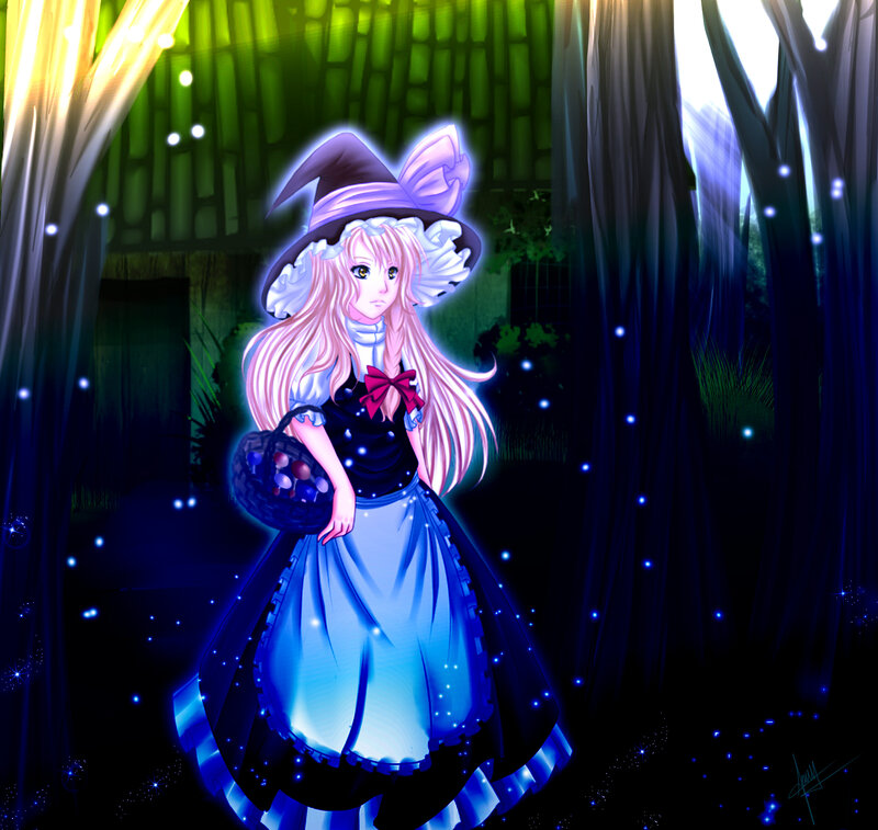 Witch Girl in Forest — Blue