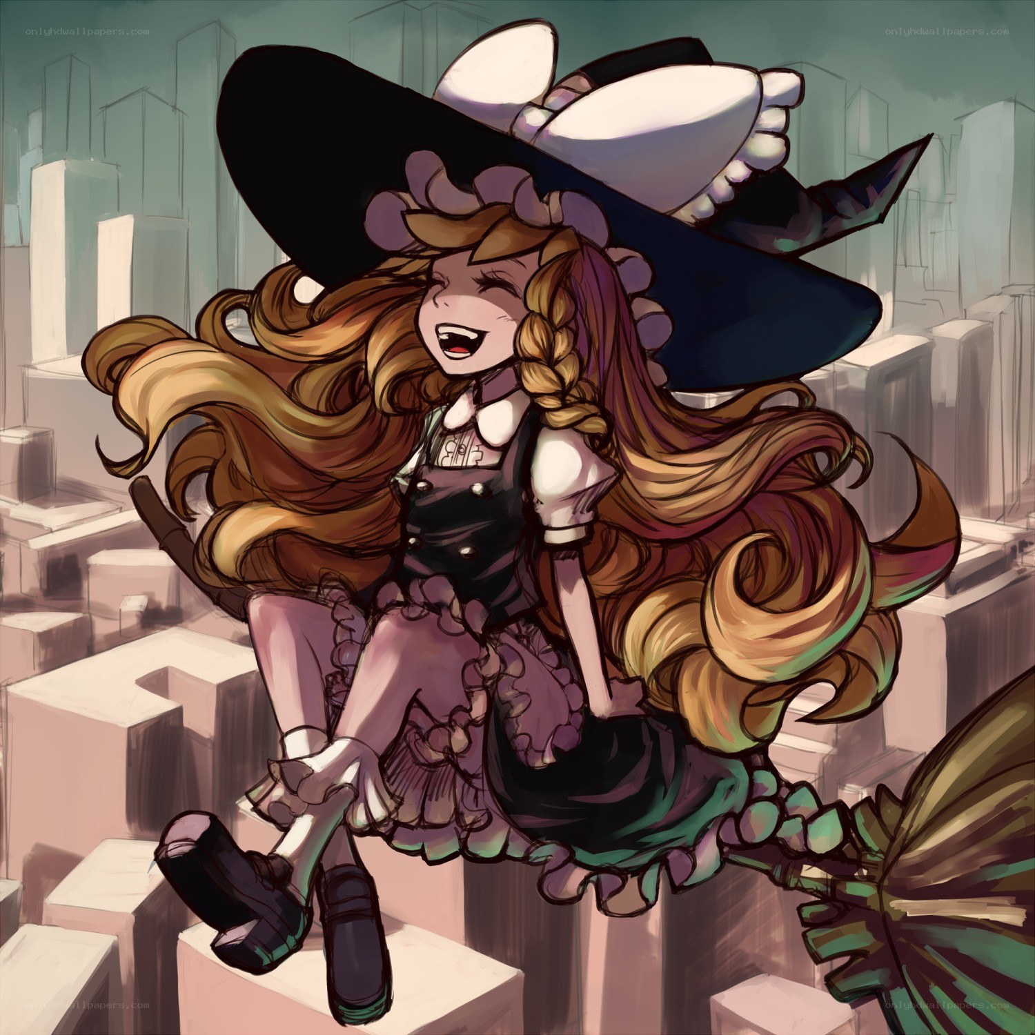 witch girl on broomstick