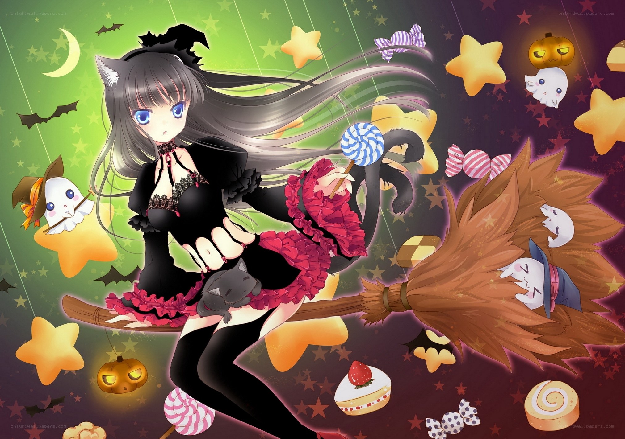 witch girl on broomstick
