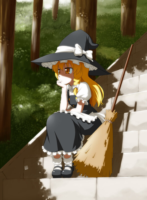 witch girl on stone steps