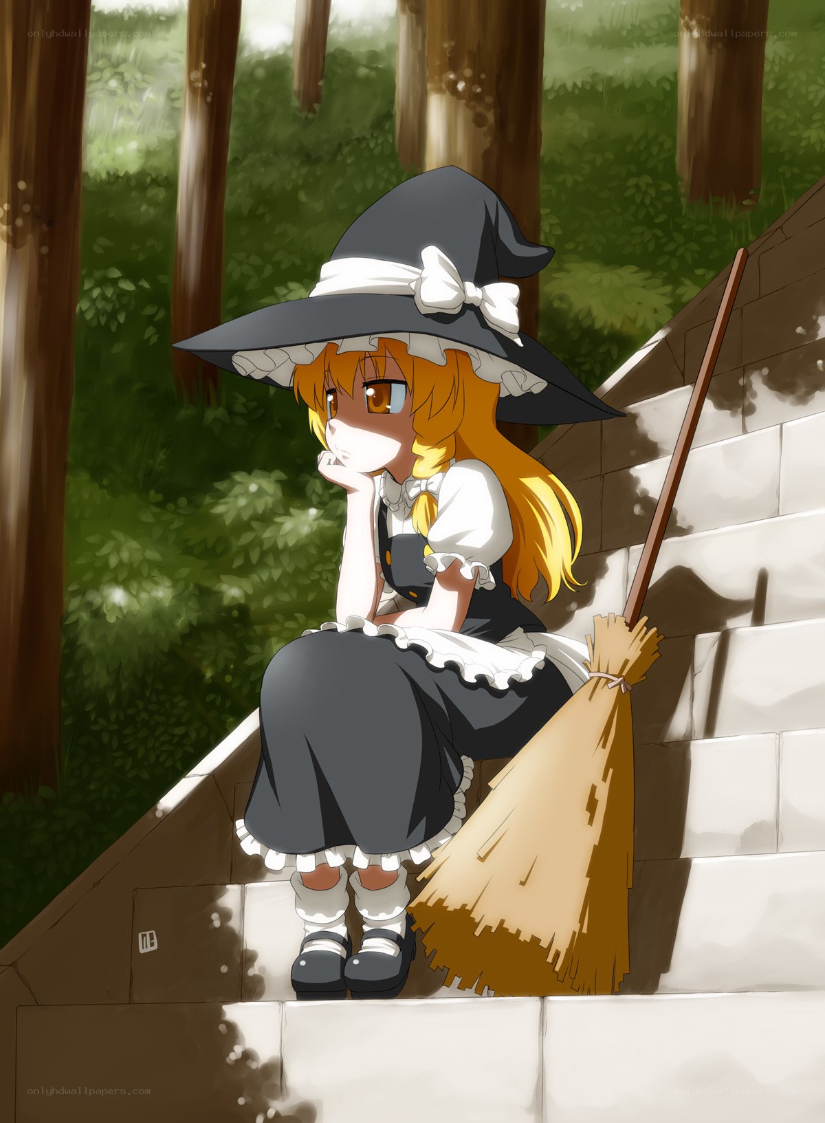 witch girl on stone steps
