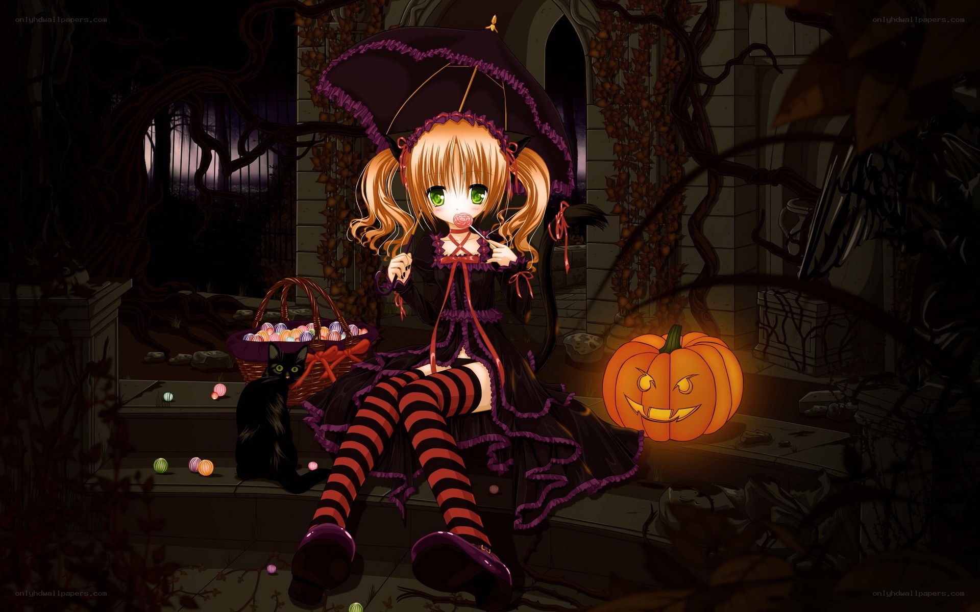 witch girl with pumpkin