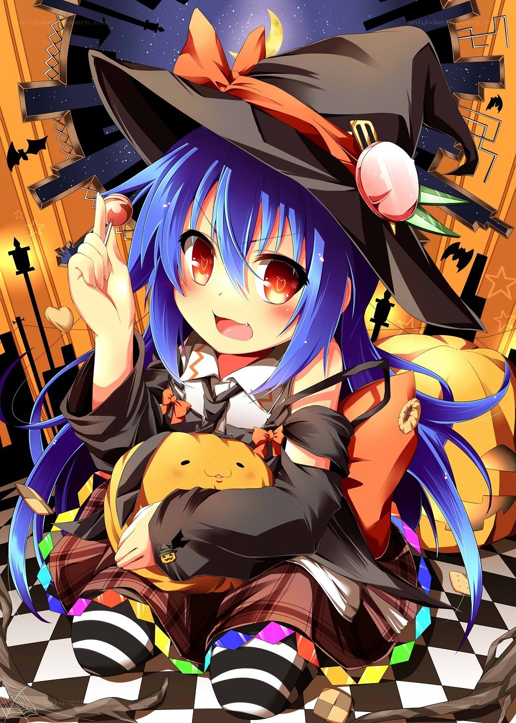 witch girl with pumpkin