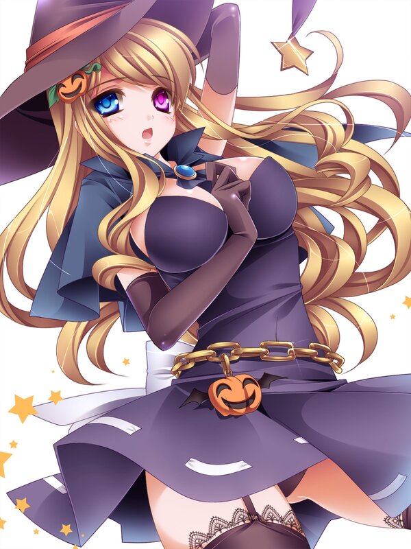 witch girl with pumpkin charm