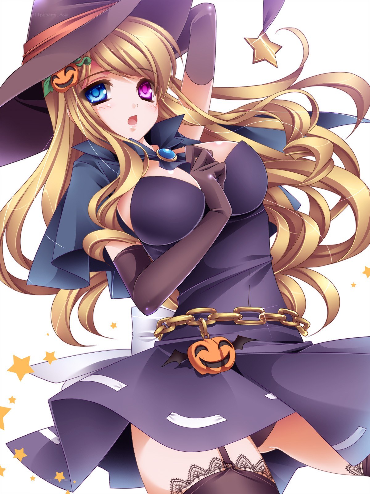 witch girl with pumpkin charm