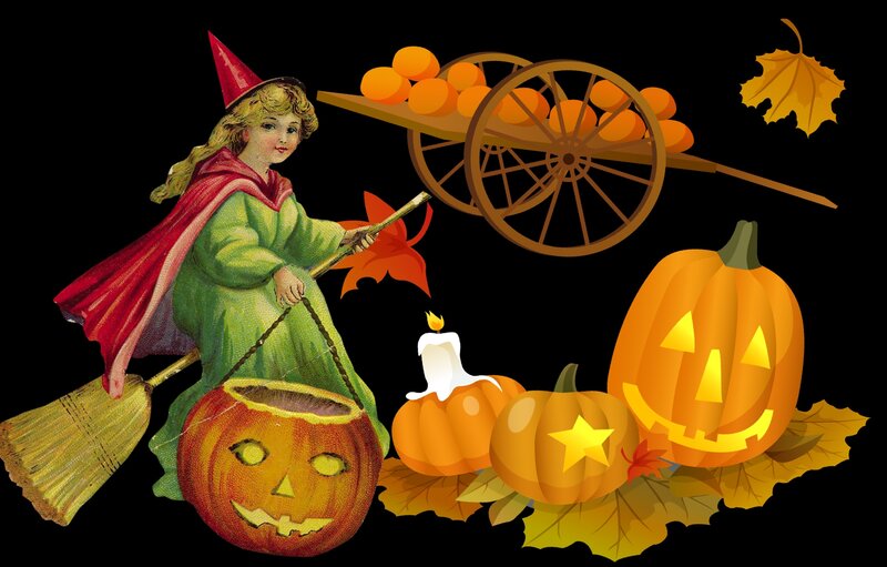 Witch Girl with Pumpkin — Orange