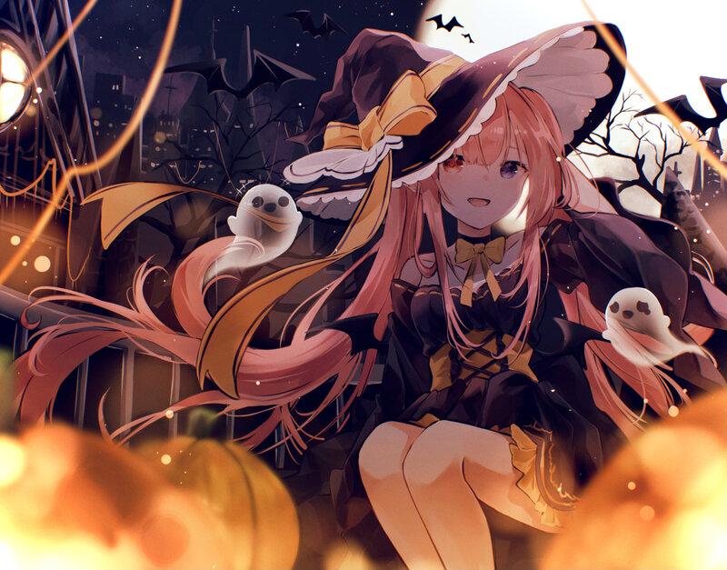 Witch Girl with Pumpkins — Orange