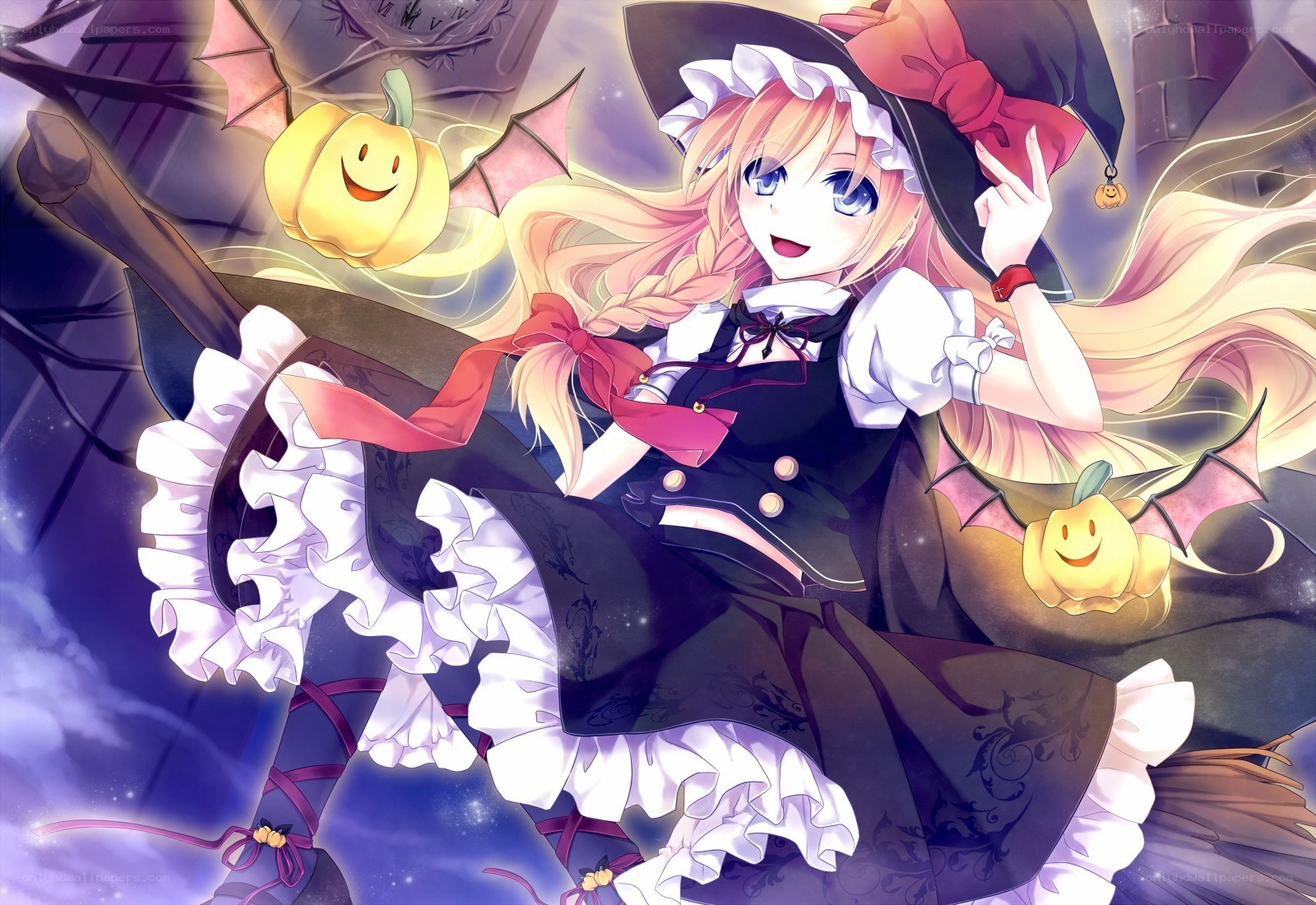 witch girl with pumpkins