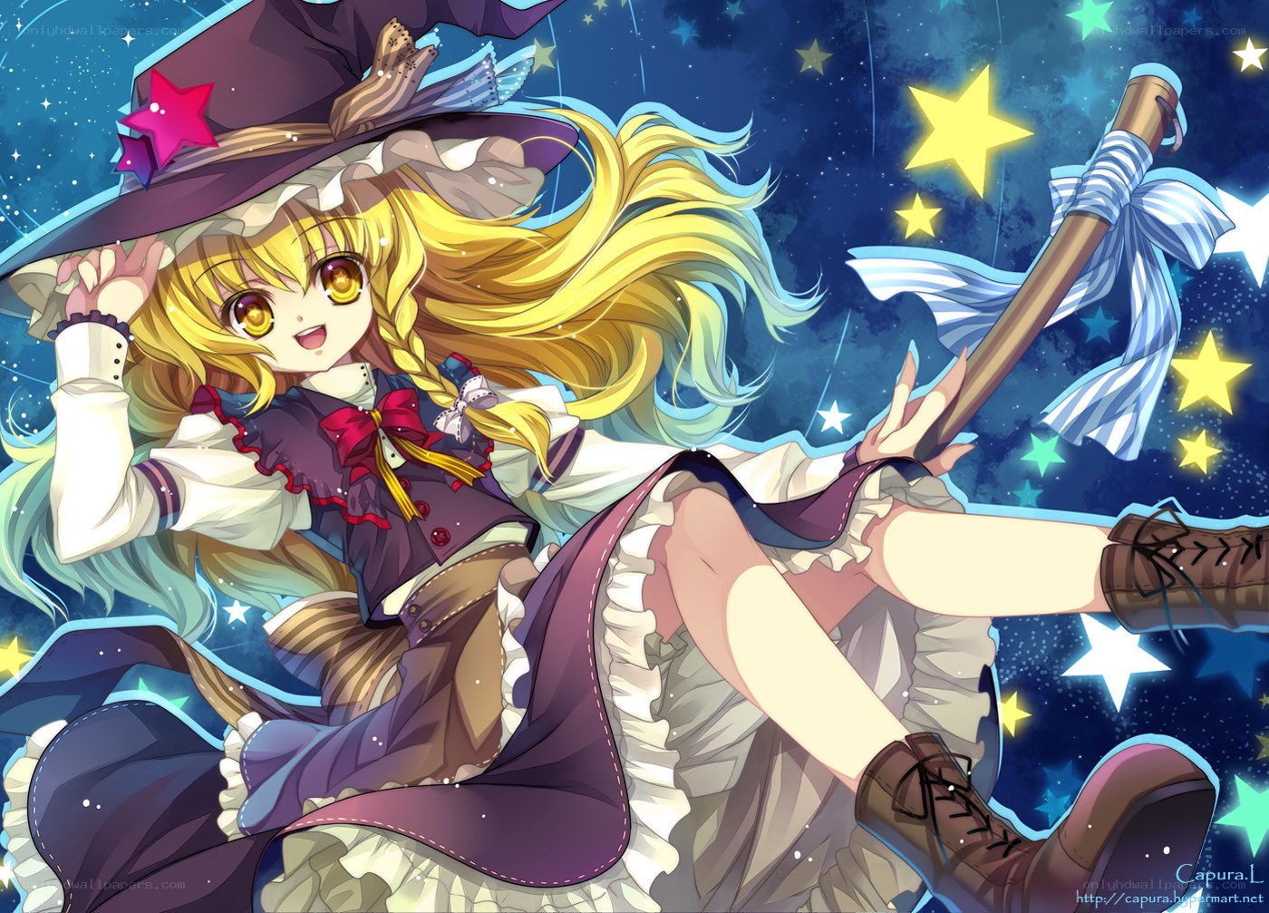 witch girl with starry sky