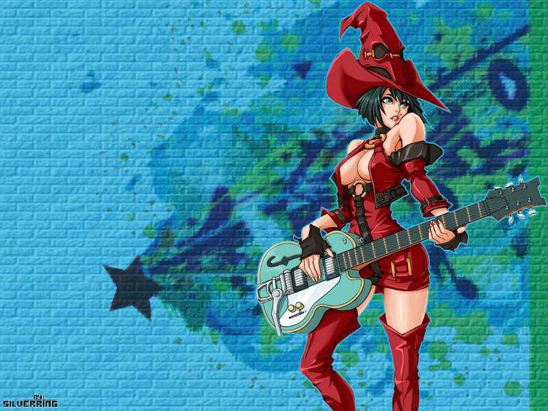 witch guitarist with electric guitar