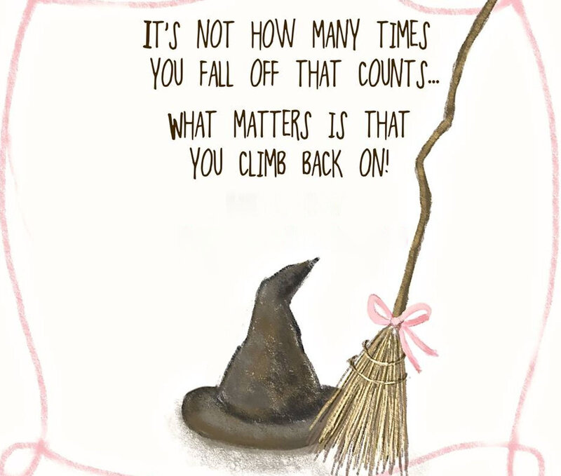 Witch Hat and Broom — White
