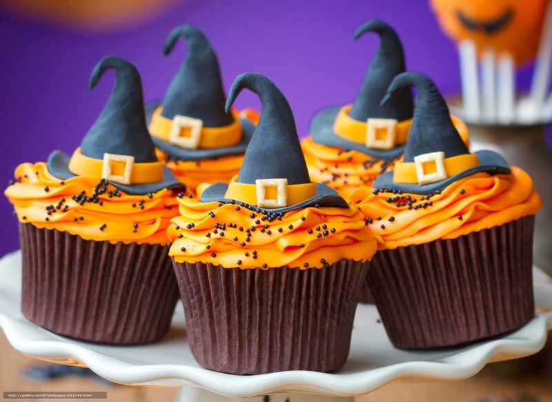 Witch Hats on Cupcakes — Orange
