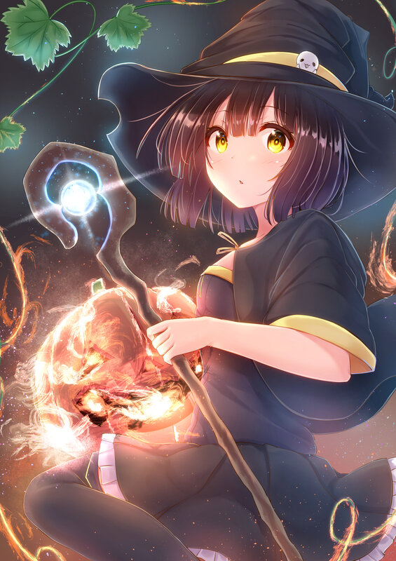 Witch Holding a Staff — Black