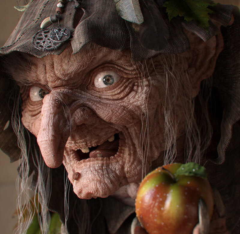 Witch holding an apple