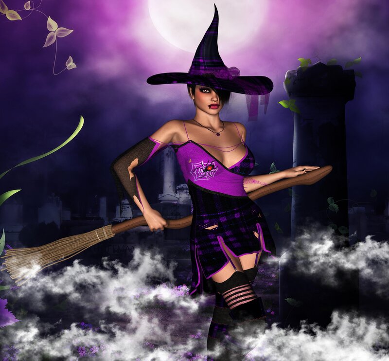 Witch Holding Broom