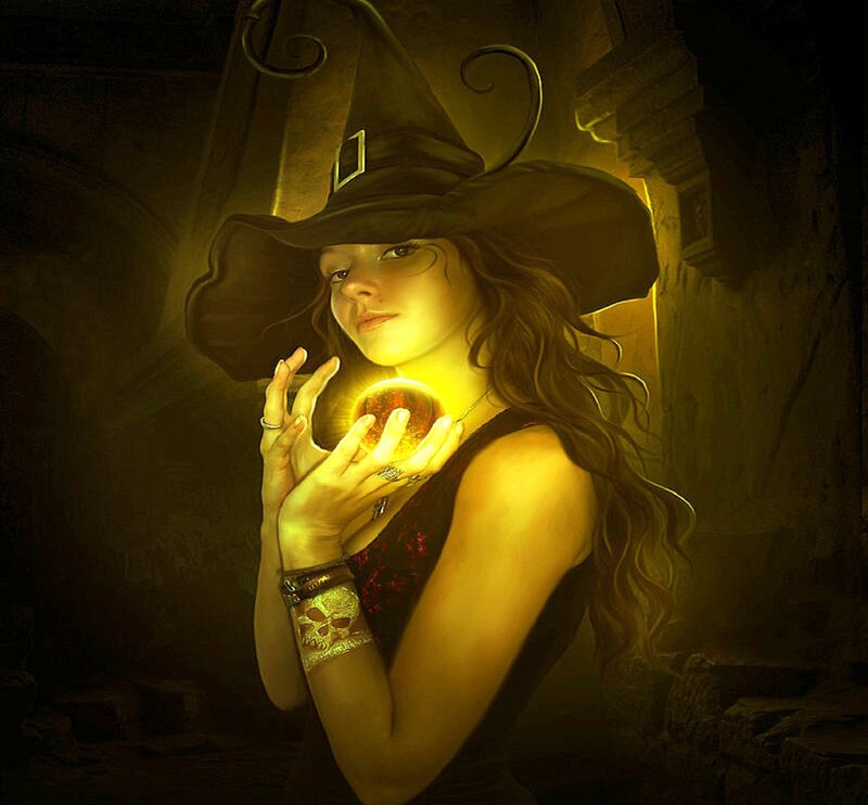 Witch Holding Crystal Ball