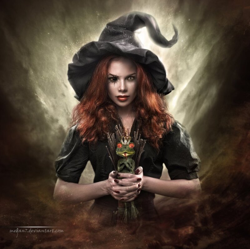 Witch Holding Frog