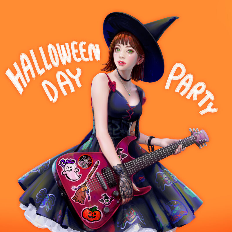 Witch Holding Guitar