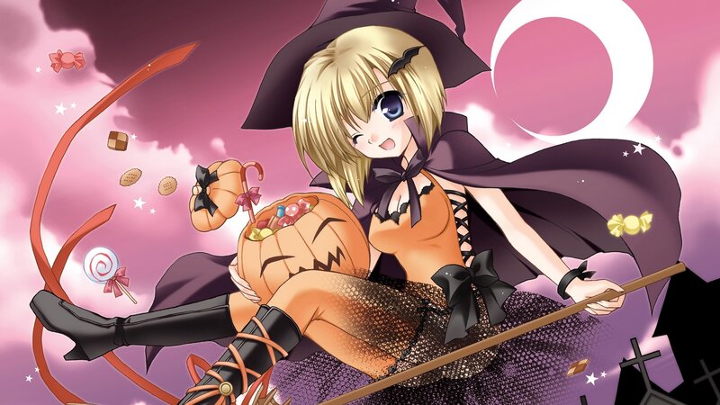 witch holding pumpkin basket